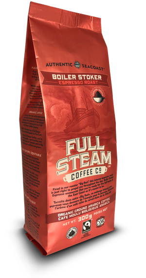 Full Steam Ground Coffee, Boiler Stoker Espresso Roast